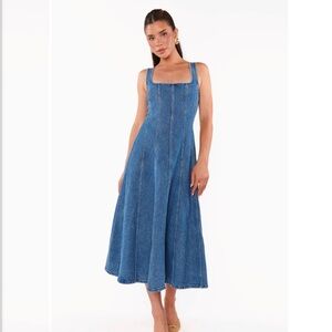 Show Me Your Mumu Denim Midi Dress